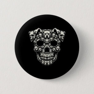 Badge Rond 5 Cm Crâne de Chien Radiographie Halloween Squelette No