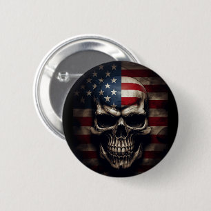 Badge Rond 5 Cm Crâne de drapeau américain