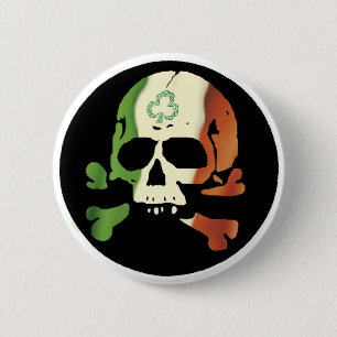 Badge Rond 5 Cm crâne de drapeau irlandais