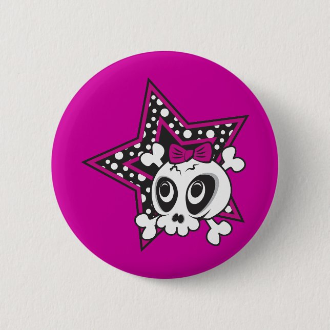 Badge Rond 5 Cm Crâne de Girlie Emo (Devant)