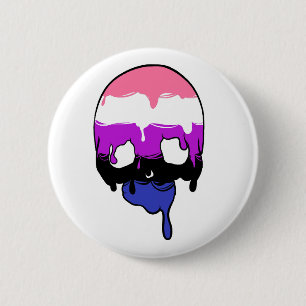 Badge Rond 5 Cm Crâne de goutte de genderfluide