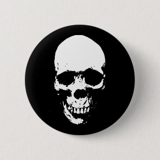 Badge Rond 5 Cm Crâne de la faucheuse blanche
