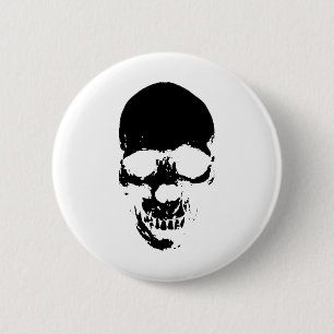 Badge Rond 5 Cm Crâne de la faucheuse noire