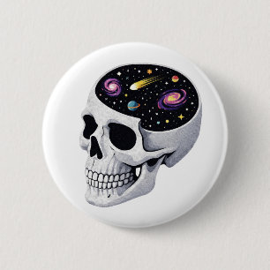 Badge Rond 5 Cm Crâne de l'espace