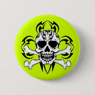 Badge Rond 5 Cm Crâne de tatouage tribal