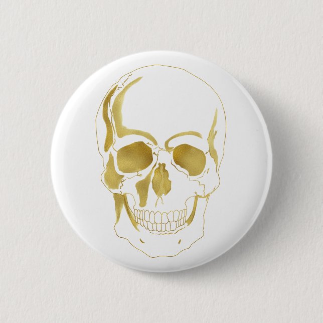 Badge Rond 5 Cm Crâne d'or (Devant)