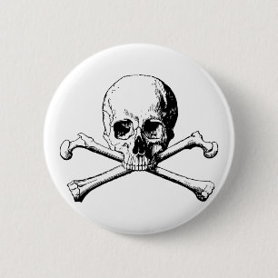 Badge Rond 5 Cm Crâne d'os croisés