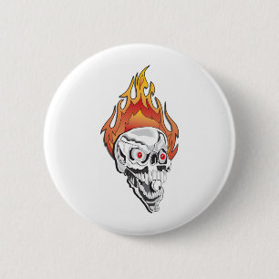 Badge Rond 5 Cm Crâne enflammé