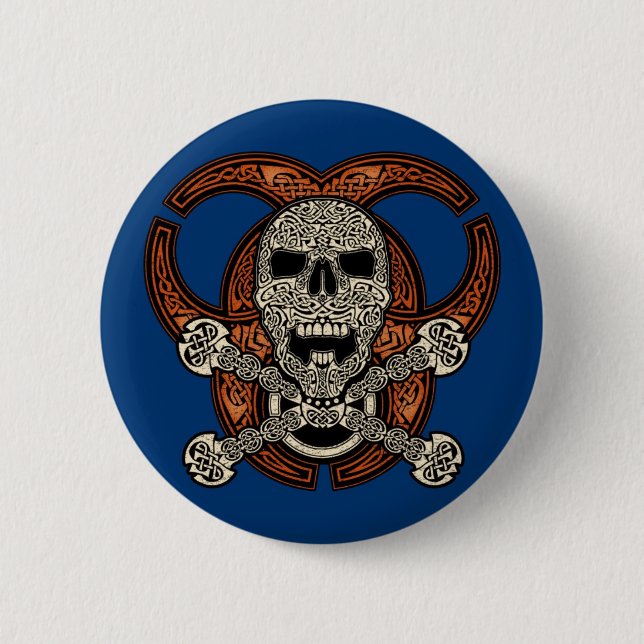 Badge Rond 5 Cm Crâne et bouton celtiques de Biohazard (Devant)