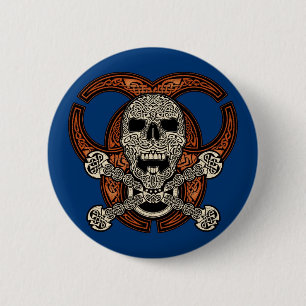 Badge Rond 5 Cm Crâne et bouton celtiques de Biohazard