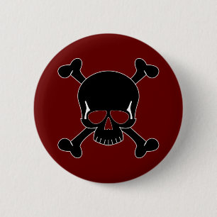 Badge Rond 5 Cm Crâne et bouton d'os croisés