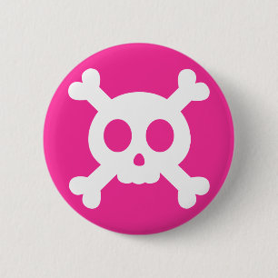 Badge Rond 5 Cm Crâne et bouton d'os croisés