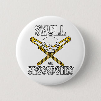 Badge Rond 5 Cm Crâne et bouton d'os croisés (trombones)