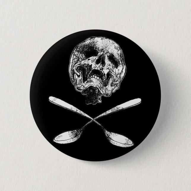 Badge Rond 5 Cm Crâne et cuillères (Devant)