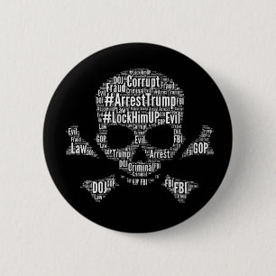 Badge Rond 5 Cm Crâne et os croisés #arrestation slogans de Trump