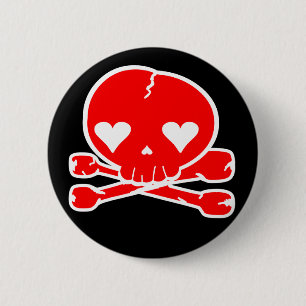 Badge Rond 5 Cm Crâne Étrange Style Kawaii Gothique