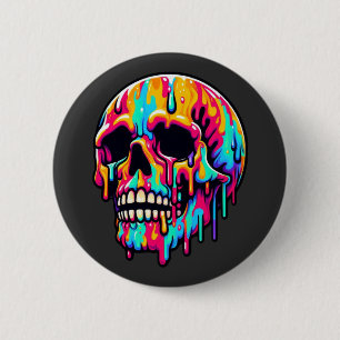 Badge Rond 5 Cm Crâne fondu dynamique