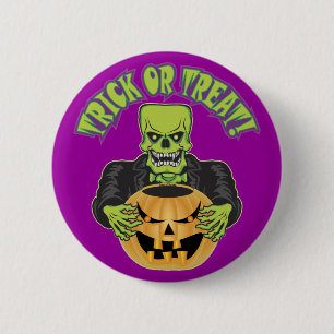 Badge Rond 5 Cm Crâne Frankenstein