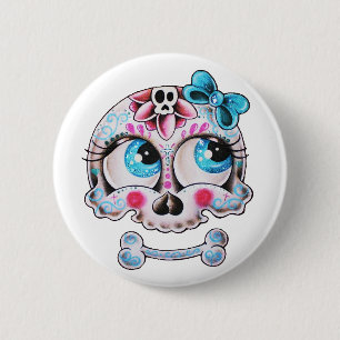 Badge Rond 5 Cm Crâne Girly