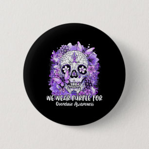 Badge Rond 5 Cm Crâne Nous Portons Violet Pour La Sensibilisation