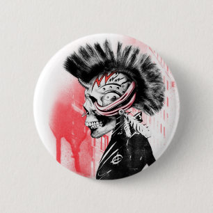 Badge Rond 5 Cm crâne punk