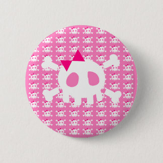 Badge Rond 5 Cm Crâne punk rose Girly