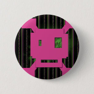 Badge Rond 5 Cm crâne rose