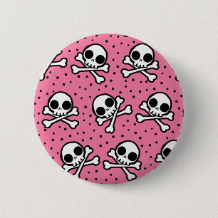 Badge Rond 5 Cm Crâne rose mou
