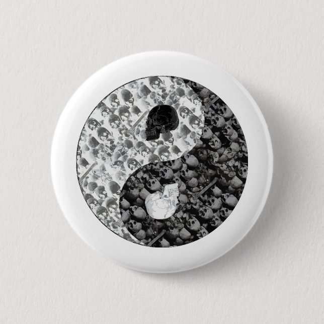 Badge Rond 5 Cm Crâne Yin Yang (Devant)