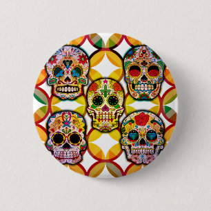 Badge Rond 5 Cm Crânes à sucre
