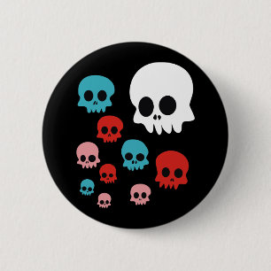 Badge Rond 5 Cm Crânes colorés