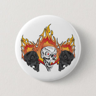 Badge Rond 5 Cm Crânes flamboyants