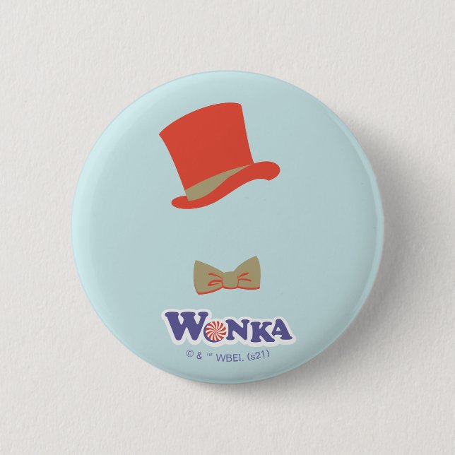 Badge Rond 5 Cm Cravate Wonka Top Hat & Bow (Devant)