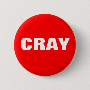 Badge Rond 5 Cm Cray en rouge et blanc