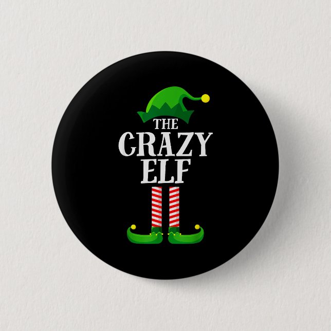 Badge Rond 5 Cm Crazy Elf Matching Family Group Christmas Party Py (Devant)