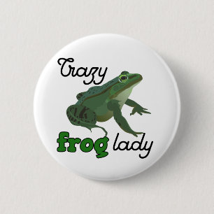Badge Rond 5 Cm Crazy Frog Lady Frog lover gifts