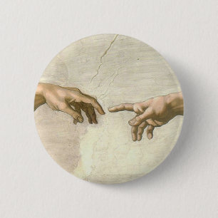 Badge Rond 5 Cm Création des mains d'Adam - Michaël Angelo