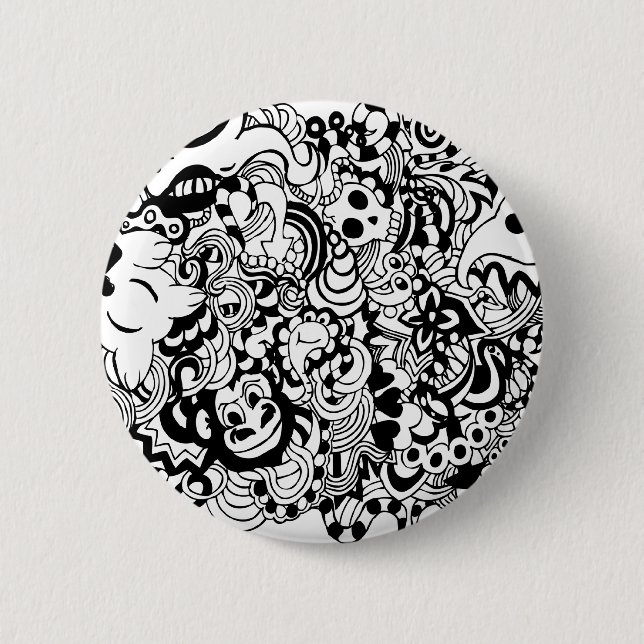 Badge Rond 5 Cm Créatures dans le griffonnage de chaos (Devant)