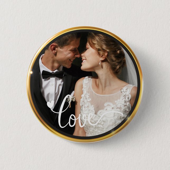 Badge Rond 5 Cm Créez-le vous-même Cadre photo à motif Love Script (Devant)