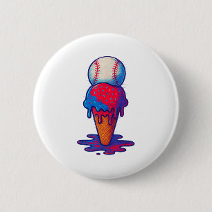 Badge Rond 5 Cm Crème De Glace Déchets Baseball Sport Distressed G