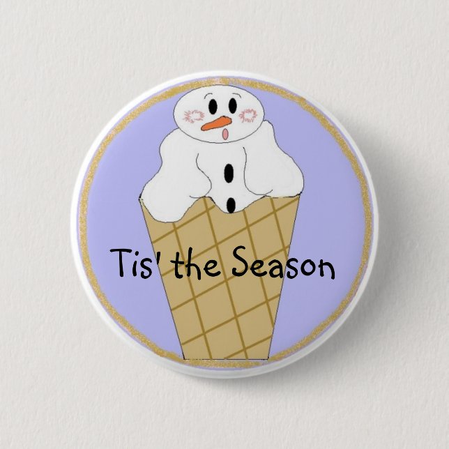 Badge Rond 5 Cm Crème de glace douce Snowman (Devant)