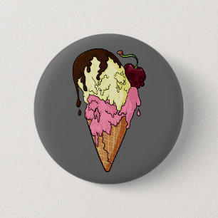 Badge Rond 5 Cm Crème glacée à crâne de banane de fraise douce