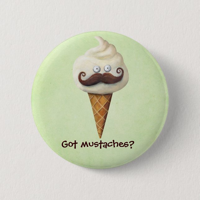 Badge Rond 5 Cm Crème glacée avec des moustaches (Devant)