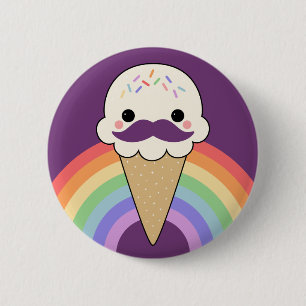 Badge Rond 5 Cm Crème glacée avec la moustache