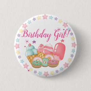 Badge Rond 5 Cm Crème glacée douce, Anniversaire de beignes, N'imp