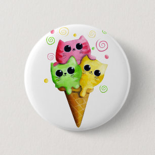 Badge Rond 5 Cm Crème glacée mignonne de chat de Kitty