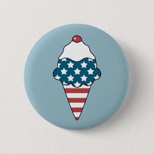 Badge Rond 5 Cm Crème glacée patriotique