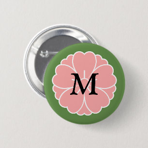 Badge Rond 5 Cm Crête de fleurs de cerisier Sakura : Monogramme
