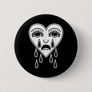 Badge Rond 5 Cm Crier Coeur Américain Traditionnel Tatouage Old Sc