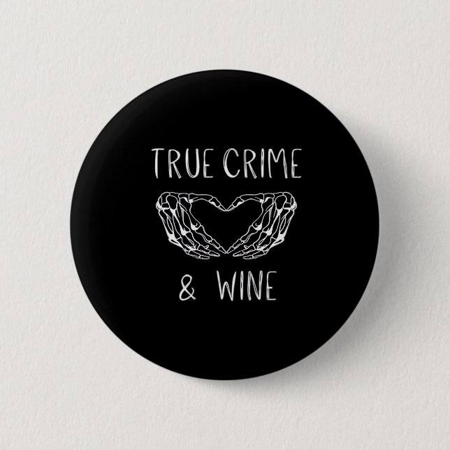 Badge Rond 5 Cm Crime Et Vin Squelette Mains (Devant)